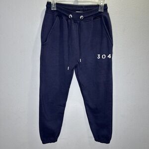 304 Women's Joggers Size Small Navy Blue Drawstring Pocket Elastic Waist